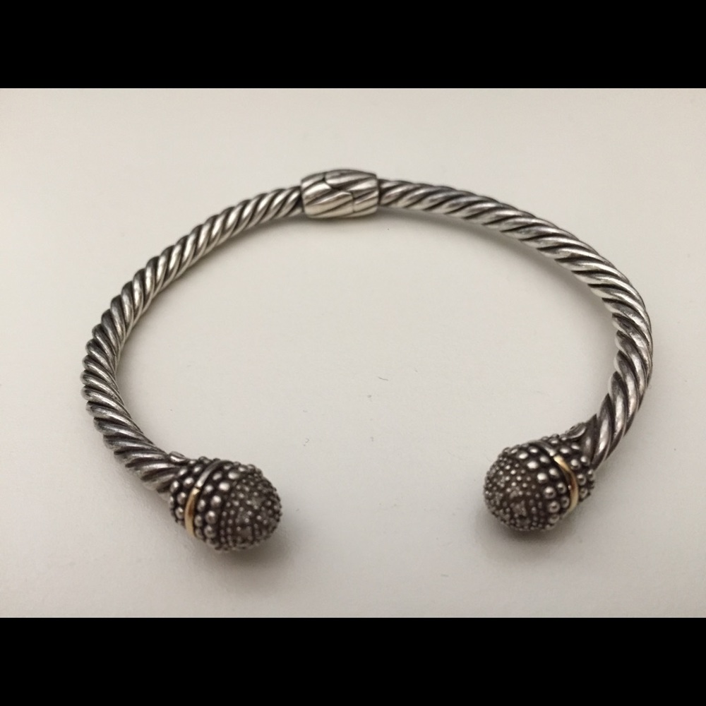 Samuel Benham 925/14 K Diamond Hinged Bangle